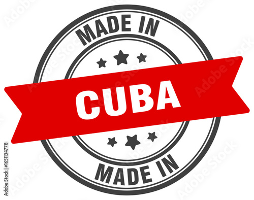 Made in Cuba round sign. Made in Cuba stamp.
