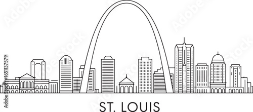 St. Louis Skyline Silhouette Illustration Cityscape Design Element Vector Graphic Art
