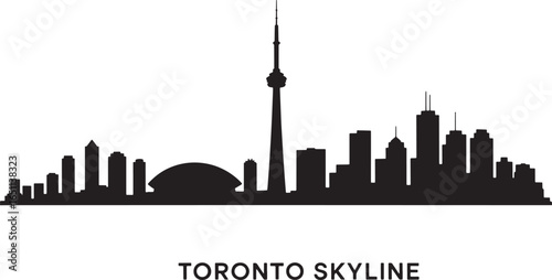 Toronto Canada Skyline Silhouette Vector Illustration with Detailed Cityscape View