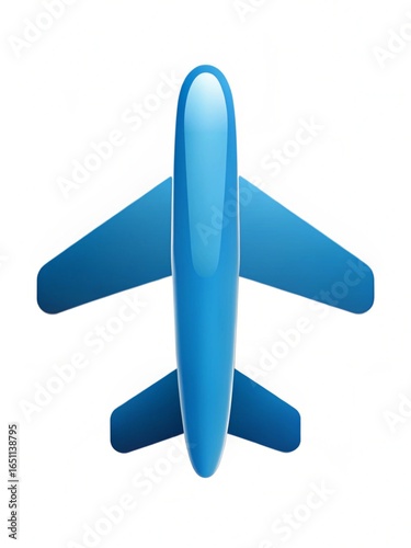 Blue airplane icon isolated on white background
