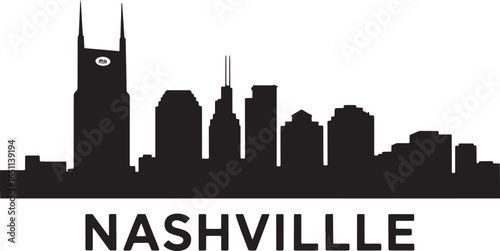 Nashville Skyline Silhouette Vector Illustration for Travel and Urban Landscape Designs