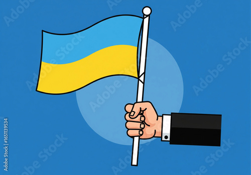 Proudly holding Ukraine's flag, a symbol of resilience and national pride in a modern world