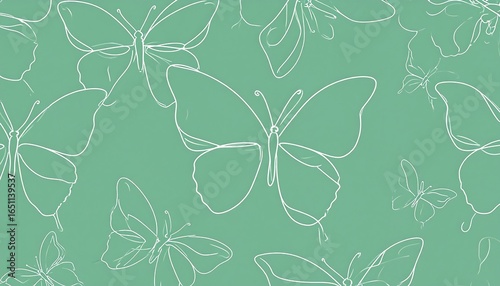 Butterfly pattern on a mint green background