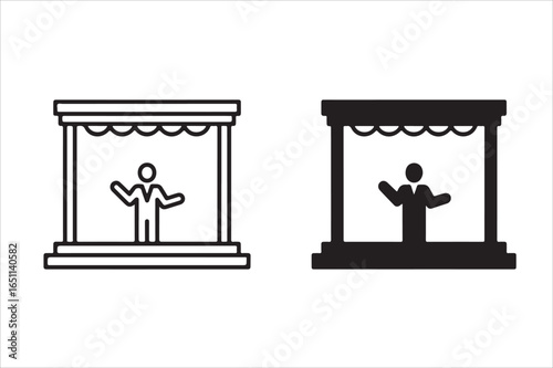 Speaker presenting on stage with audience outline presentation