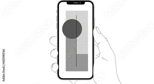 Hand Holding Smartphone with Abstract Geometric Design