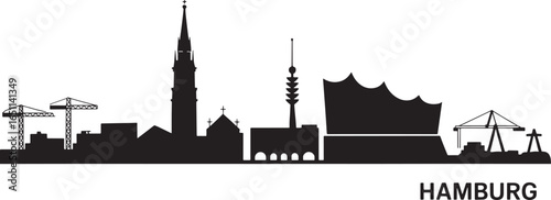 Hamburg City Skyline Silhouette Vector Illustration Urban Landscape Landmark on Transparent