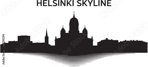 Helsinki City Skyline Silhouette Vector Illustration Urban Landmark on Transparent