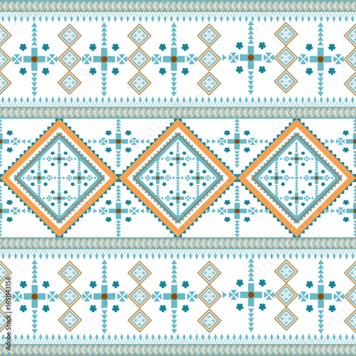 Colorful ikar fabric pattern for background design. Patterns for clothing, tablecloths , bed sheets , pillowcases and backgrounds for various designs.