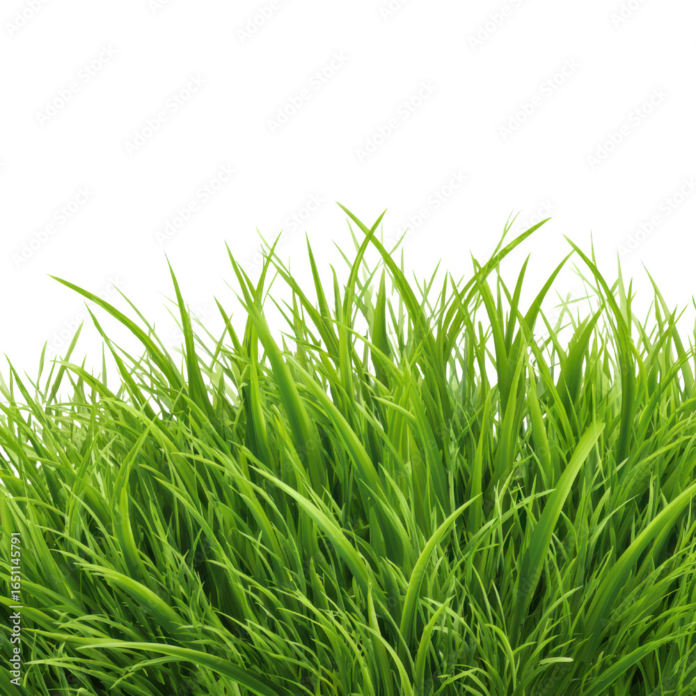 Fototapeta premium Dense Green Grass Texture with Sharp Blades on Transparent Background lawn meadow, Isolated On White, Png Transparent, Cut Out