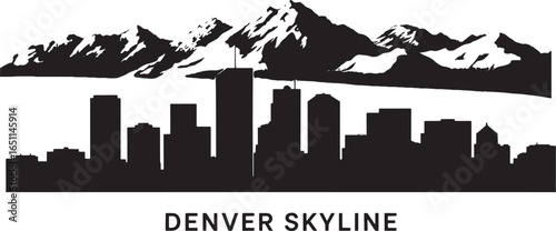 Denver Skyline Silhouette Vector Illustration with Mountain Backdrop and Urban Design