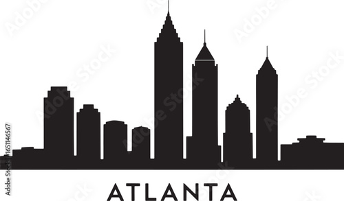 Atlanta Skyline Silhouette Vector Illustration with Modern Cityscape and Urban Design