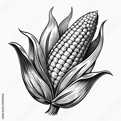 Fresh corn on the cob, a healthy and organic vegetable, isolated on a white background