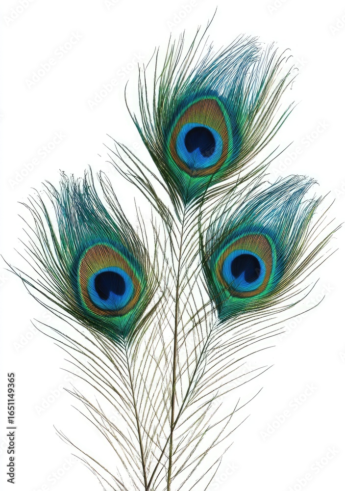 Fototapeta premium Close-up of three peacock feathers