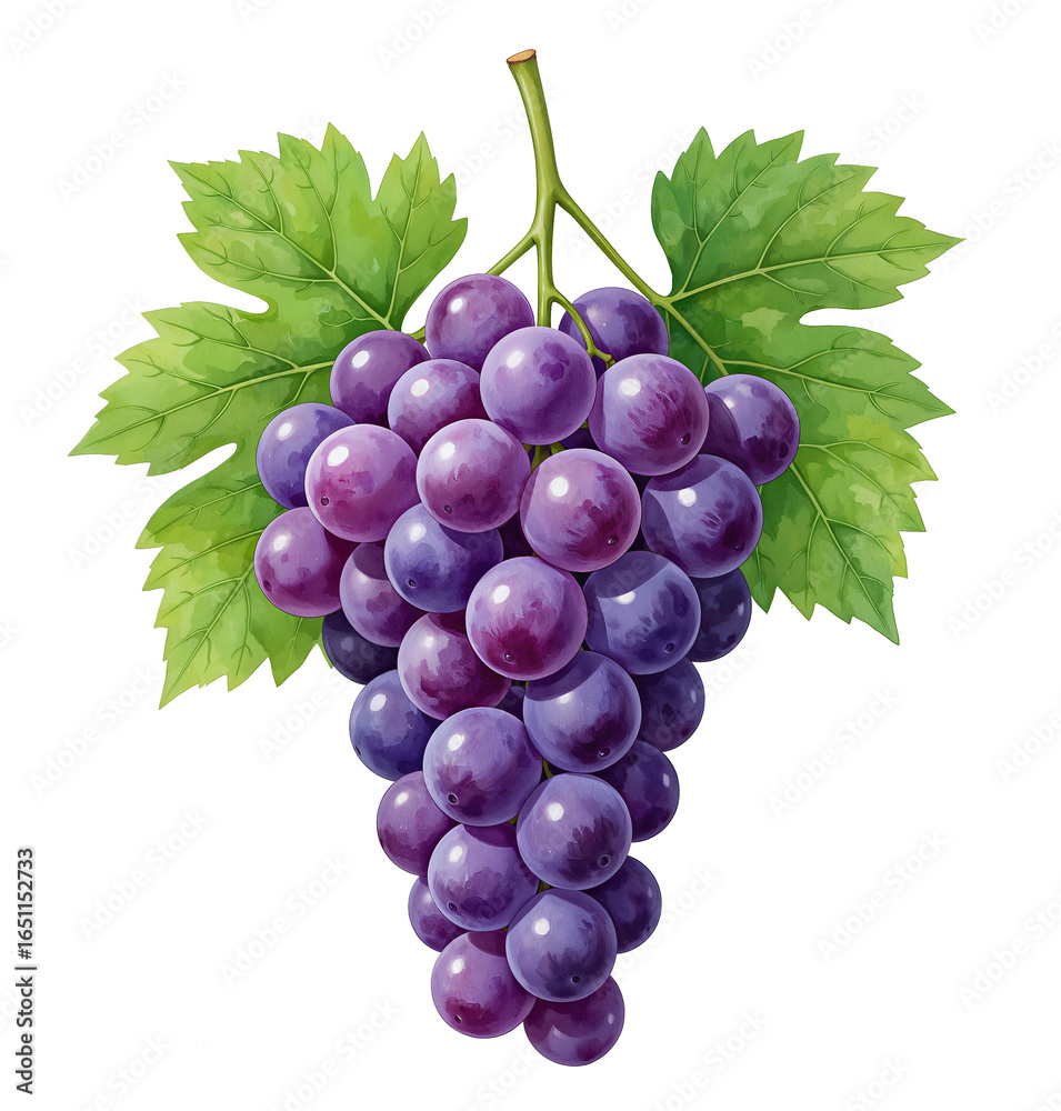 Fototapeta premium Watercolor Grapes Drawing PNG Transparent Background