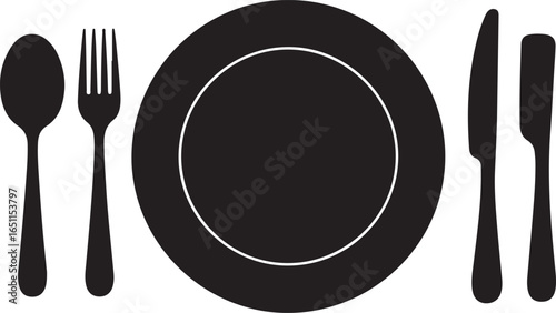 Fork, knife, Spoon and plate