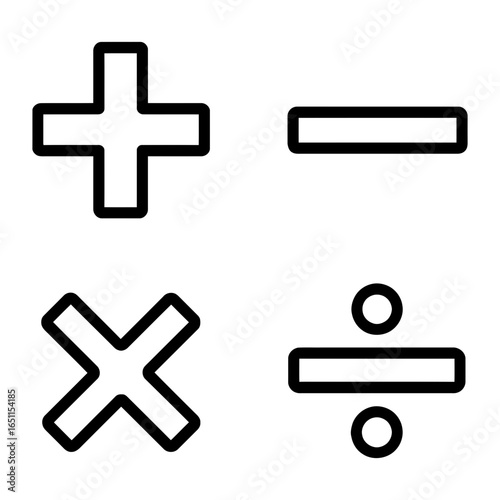Math operation symbols outline icon – plus, minus, multiply, divide