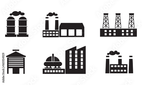 Factory and Industrial Building Icons Collection