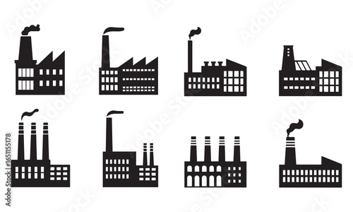 Factory and Industrial Building Icons Collection