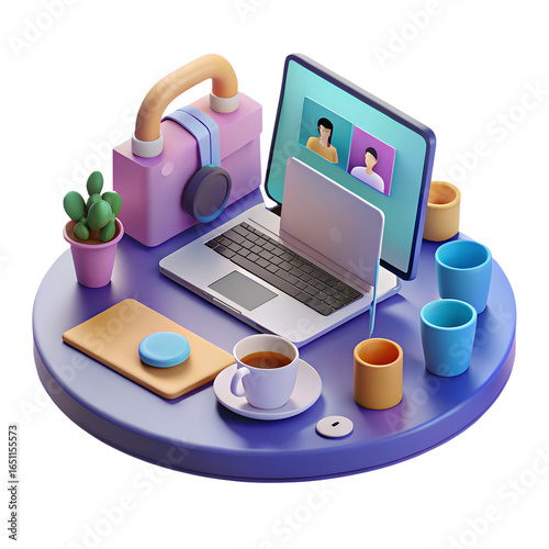 Modern Workplace Setup Online Meeting in Progress