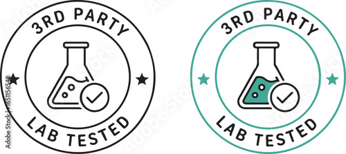 3rd Party Lab Tested Vector Icon Seal on White Background