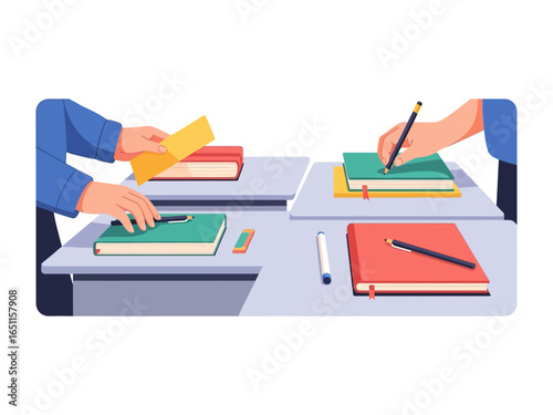 Student study environment: Students engage in focused learning, highlighting a shared pursuit of knowledge with hands-on activities.