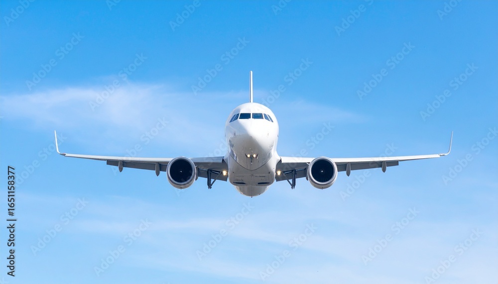 Fototapeta premium Airplane in Sky with Negative Space