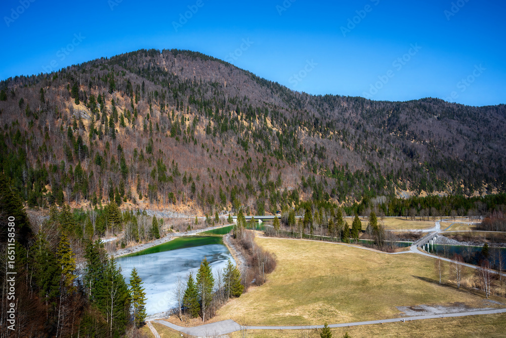Fototapeta premium Frozen barrier lake in Bavaria