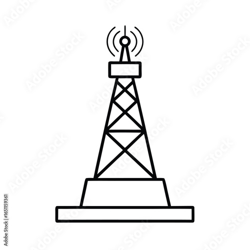 Vector art of telecommunication tower with antenna icon isolated