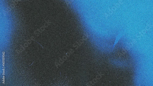 Black spray paint line on blue background. Noises and grain texture illustration.