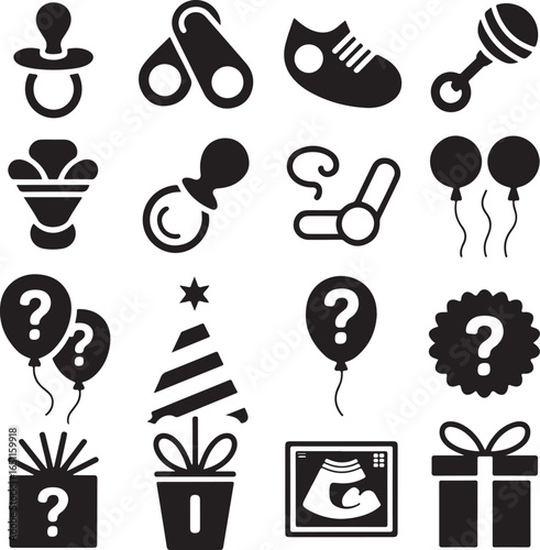 Baby Shower Icons Gender Neutral Vector Graphics