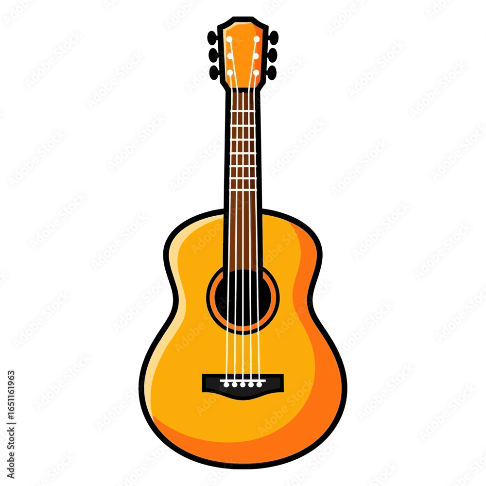 Obraz premium Acoustic Guitar Illustration Orange Wood Guitar Design