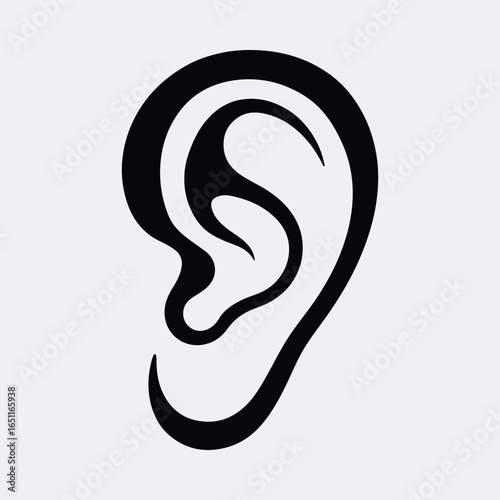 Silhouette human ear anatomy auditory organ side view vector illustration