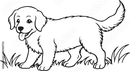 A golden retriever puppy is an adorable young domestic canine, a purebred friend often seen as a cute and friendly pet