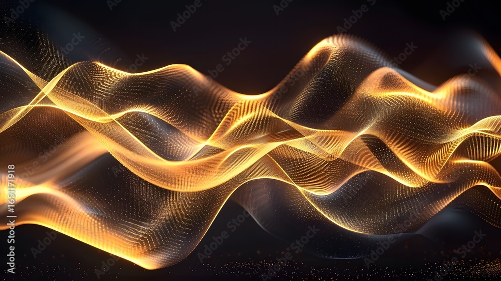 Fototapeta premium Glowing Abstract Golden Particle Waves Background