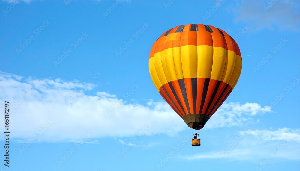 Fototapeta premium Hot Air Balloon with Clear Sky Negative Space