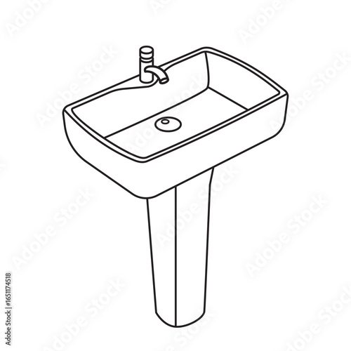Washbowl editable stroke. Vector outline icon isolated on white background. Basin symbol illustration EPS 10.