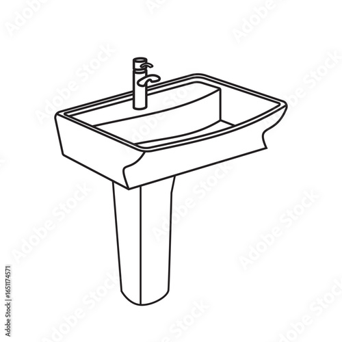 Washbowl editable stroke. Vector outline icon isolated on white background. Basin symbol illustration EPS 10.