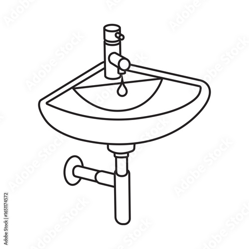 Washbowl editable stroke. Vector outline icon isolated on white background. Basin symbol illustration EPS 10.