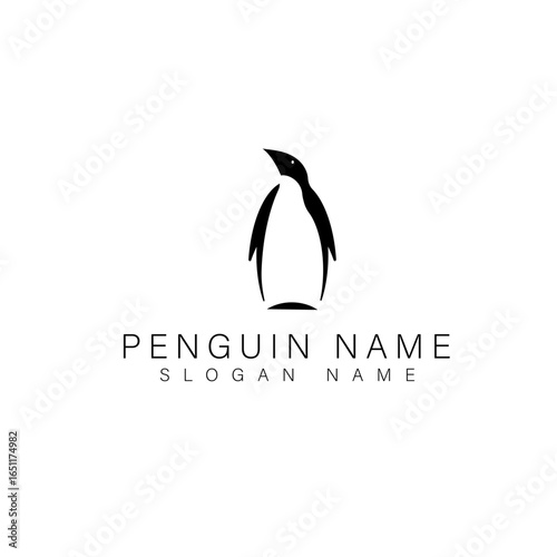 Penguin vector logo in a modern intellectual style, with clean geometric shapes and an accompanying font type