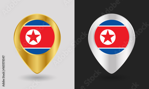 Gold and Silver North Korea Flag Map Pin Icon Free Download Gold and Silver North Korea Flag Map Pin Icon - GFXLoad