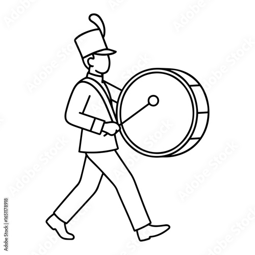 Vector outline of a person standing with hands clasped in front of their lower body