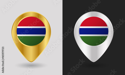 Free Download Gold and Silver Gambia Flag Map Pin Icon - GFXLoad