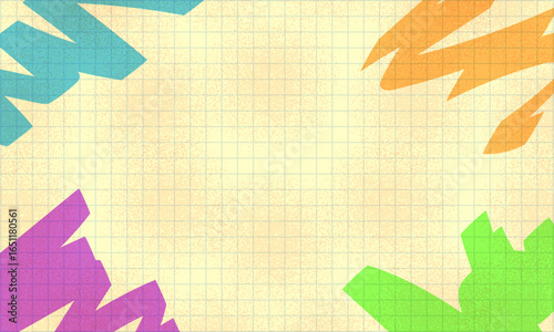 Fun colorful abstract background in doodle style. Simple playful design with hand drawn overlay shapes. Children style colored scribble banner background with doodle rough lines. Playful abstract bg