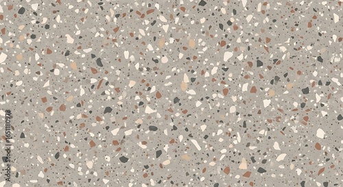 Terrazzo Pattern with Multicolored Stone Fragments on Light Gray Background – Modern Surface Texture for Interior Design
