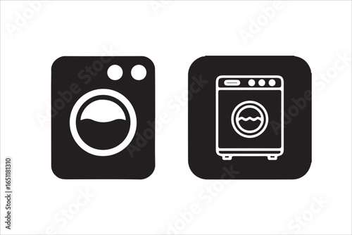 Modern washing machine and dryer icons, perfect for a home appliance catalog.