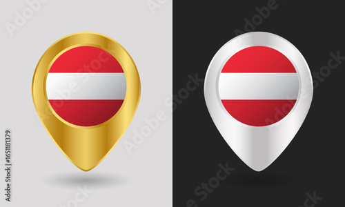 Free Download Gold and Silver Austria Flag Map Pin Icon - GFXLoad
