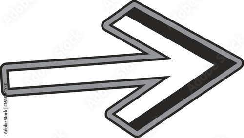 Illustration of a right pointing arrow with a black outline and partial black fill design element