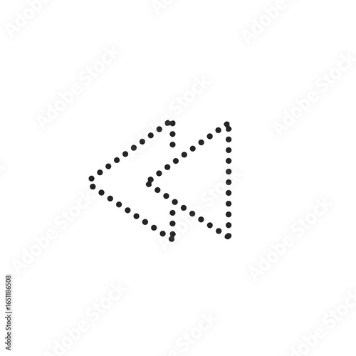Dotted rewind icon on white background symbolizing quick navigation back, minimalistic