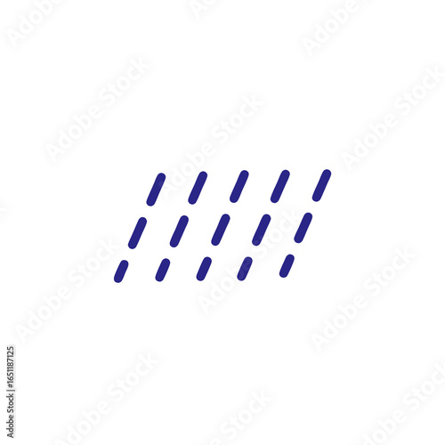 Isolated diagonal strokes pattern conveys meteorological forecast with simplistic design representing precipitation occurrence in weather conditions