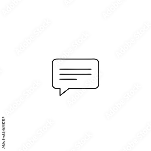 Minimalist speech bubble icon representing communication feedback messages and dialogue exchange isolated on a plain background